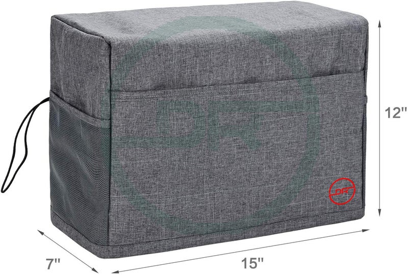 DOUBLE R BAGS Plastic Sewing Machine Cloth Cover With Storage Pockets Stitching Machine Silai Machine Compatible With Most Standard Singer Juki Jack Usha Brother Tailoring Silaaee Machines Grey - Image 3