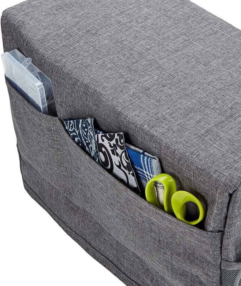 DOUBLE R BAGS Plastic Sewing Machine Cloth Cover With Storage Pockets Stitching Machine Silai Machine Compatible With Most Standard Singer Juki Jack Usha Brother Tailoring Silaaee Machines Grey - Image 5