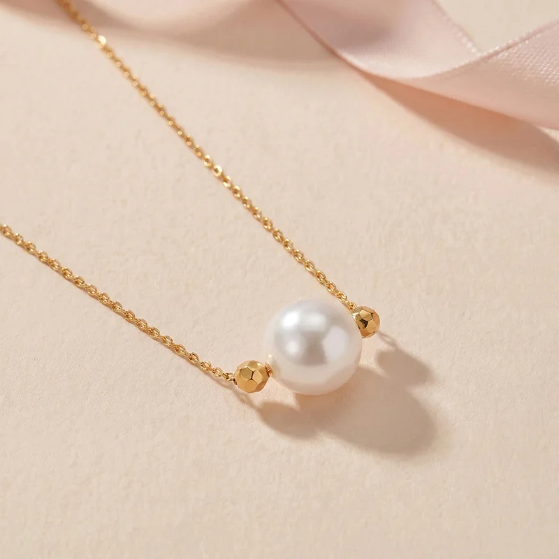 بالموناس PALMONAS Pearl Orbit Necklace for Women | 18K Gold Plated, Waterproof & Anti-Tarnish