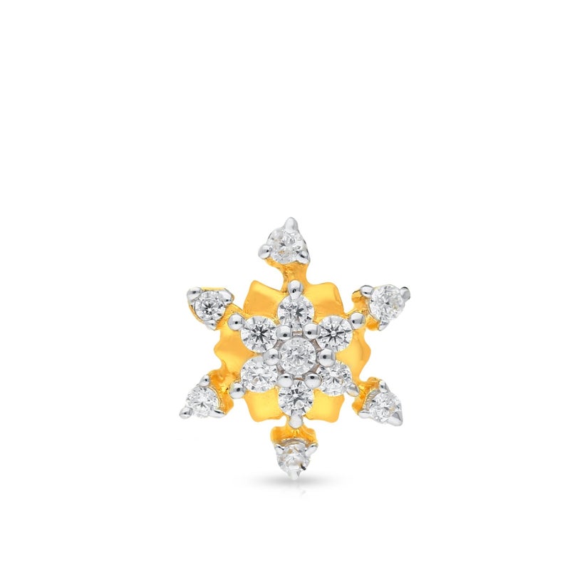 Malabar Gold & Diamonds دبوس أنف من الذهب الأصفر للنساء 22 قيراط | دبوس أنف مع علامة BIS 22 قيراط (916) للنساء والفتيات مع ثقب في الأذن - Image 3
