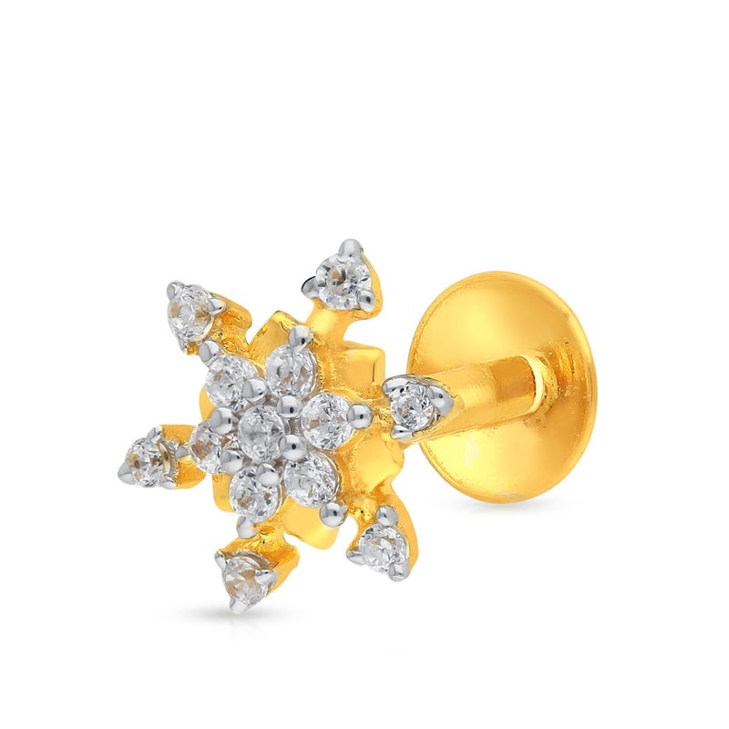 Malabar Gold & Diamonds دبوس أنف من الذهب الأصفر للنساء 22 قيراط | دبوس أنف مع علامة BIS 22 قيراط (916) للنساء والفتيات مع ثقب في الأذن - Image 1