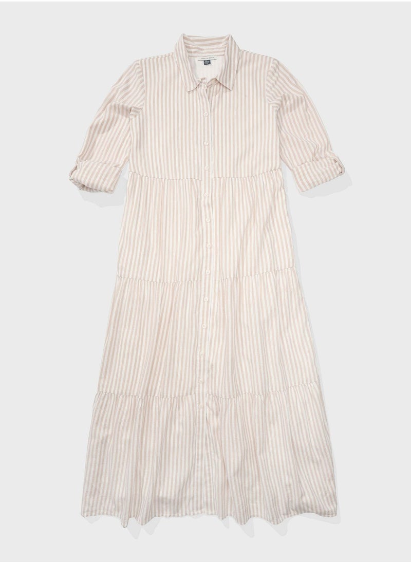 American Eagle - Striped Buttoned Shirt Dress - Image 1