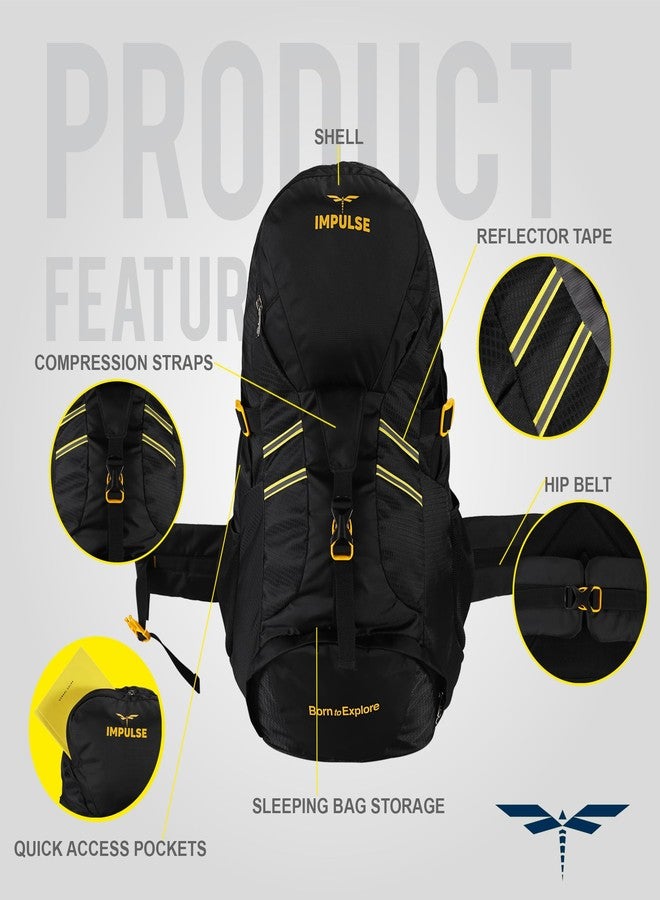 Impulse Rucksack 60L Travel Backpack for Men - Hiking, Trekking, Camping - Cedar 2 Bag with 1 Year Warranty (Black) - Image 2