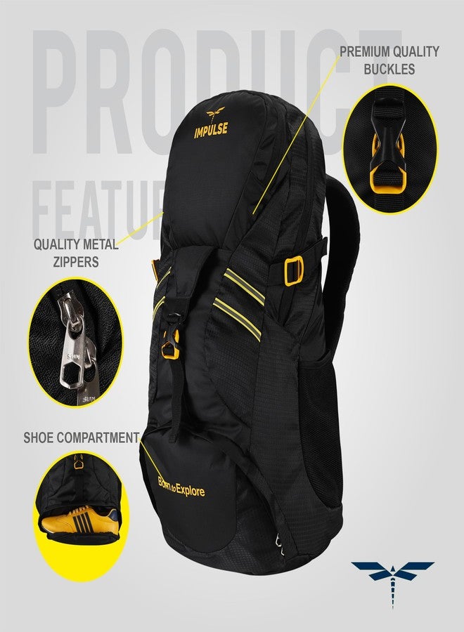 Impulse Rucksack 60L Travel Backpack for Men - Hiking, Trekking, Camping - Cedar 2 Bag with 1 Year Warranty (Black) - Image 3
