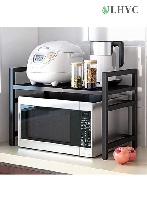 Multifunctional retractable microwave oven rack kitchen storage rack