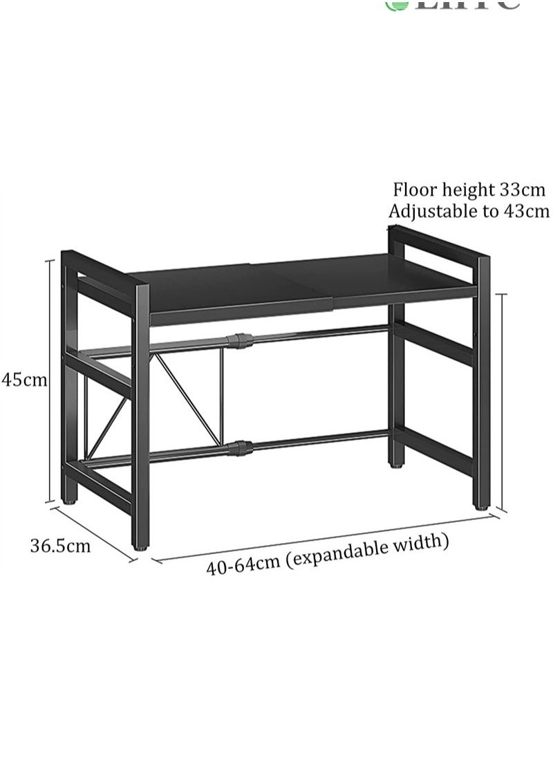 Multifunctional retractable microwave oven rack kitchen storage rack