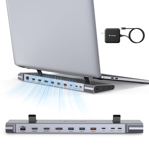 TobenONE Laptop Docking Station 3 Monitors 16in1 USBC 3 Display 4k 2X HDMI 1x DP 6X USB Ports 3X 10Gbps 3X 5Gbps 100W PD 25Gbps Audio SDTF for DellHPLenovo Home Office - Image 1
