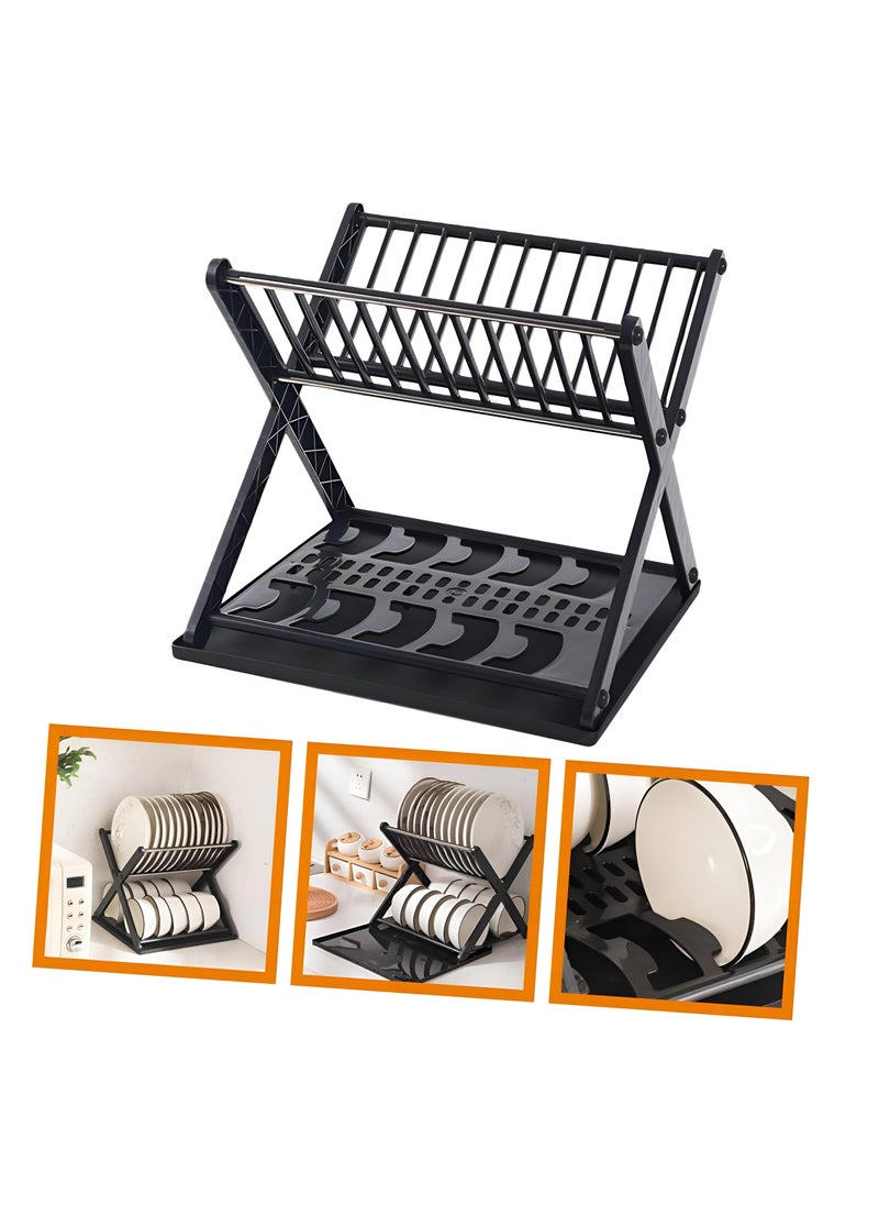 Generic - Multi-Level Dish Strainer And Organizer Featuring A Leak-Resistant X-Shaped Drawer, Compact Plate Rack For Streamlined Dish Drying In The Kitchen - Image 1