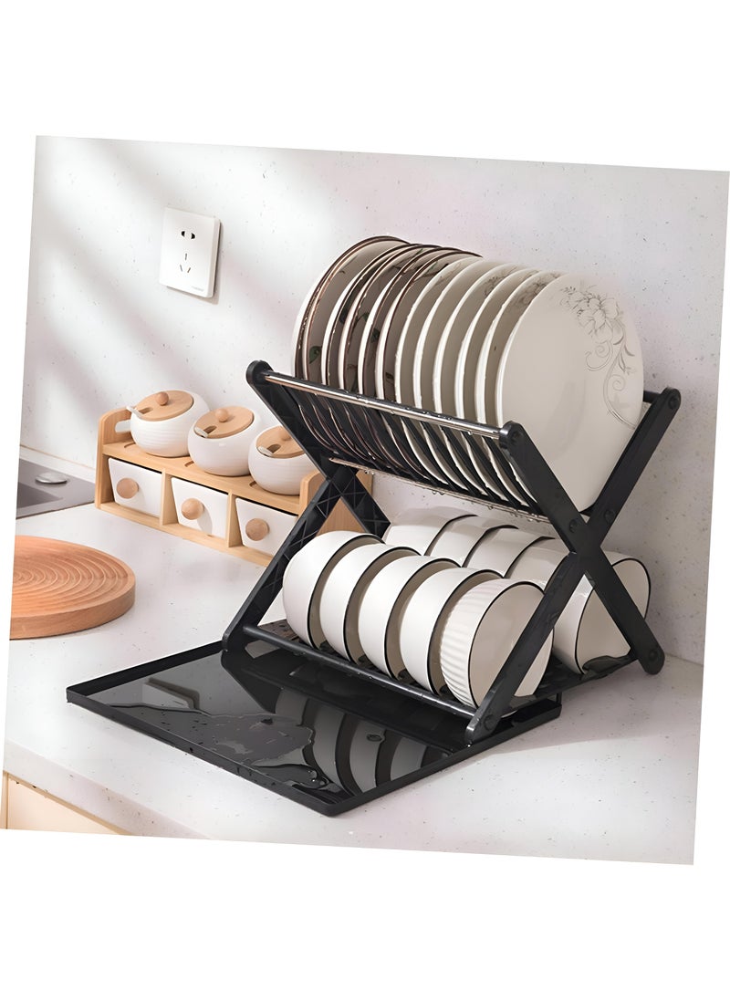 Generic - Multi-Level Dish Strainer And Organizer Featuring A Leak-Resistant X-Shaped Drawer, Compact Plate Rack For Streamlined Dish Drying In The Kitchen - Image 1