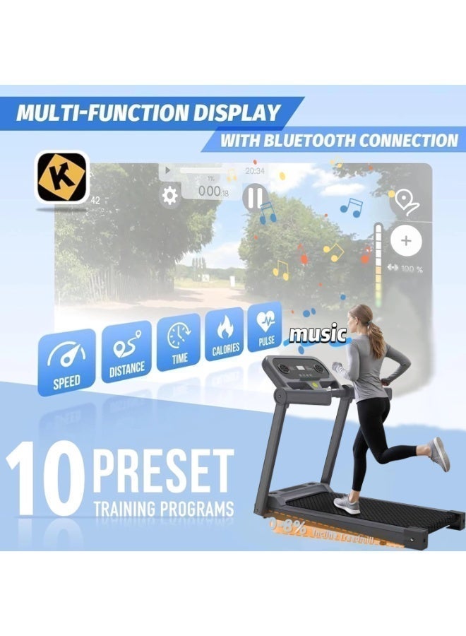 TDOO Treadmills for Home with Bluetooth Speakers, Heart Rate Display, Foldable 265lbs Running Exercise Machine with LED Display Time, Speed, Distance, Calories for Home Fitness Jogging Walking - Image 5