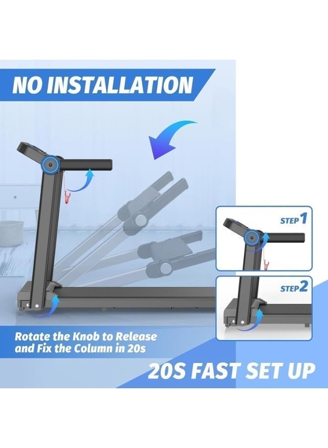 TDOO Treadmills for Home with Bluetooth Speakers, Heart Rate Display, Foldable 265lbs Running Exercise Machine with LED Display Time, Speed, Distance, Calories for Home Fitness Jogging Walking - Image 2