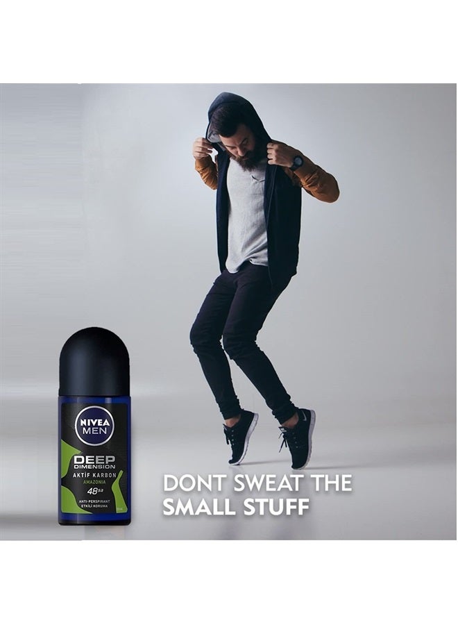 Nivea For Men Deodorant Roll-On Dimension - Amazonia, Anti Perspirant, 48h 1.7oz/50ml (Pack of 3 ) (Amazonia) - Image 2