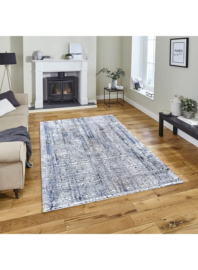 HANDPICKED FURNITURE Abstract Grey Rectangular Carpet Ultra Soft Area Carpets For Bed Room Living Room And Dining Room Anti-Slip Floor Carpets Easy To Clean Made In Turkey 150X230Cm - Image 1