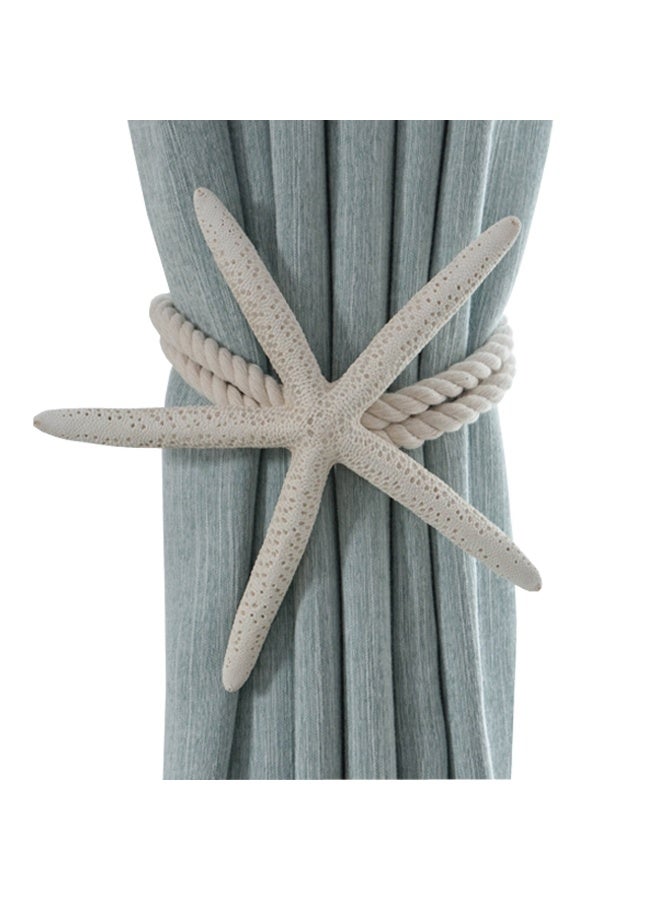 ZILucky 2 Pieces Natural Starfish Curtain Tiebacks Rope Drape Tie Band Drapery Holdbacks Room Décor - Image 1