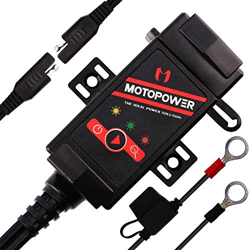 MOTOPOWER MP0608 3.1Amp Motorcycle Dual USB Port SAE to USB Adapter Battery Monitor with Switch Control and LED Indicators - Image 2