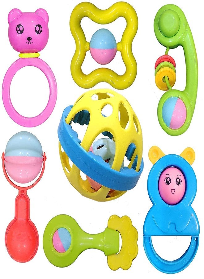 KITIKITTZ KITI KITS 7 Pcs Rattle Teether Set with Soft Rattle Ball Great Gift Set for New Born Kids Non-Toxic BPA Free - Image 1