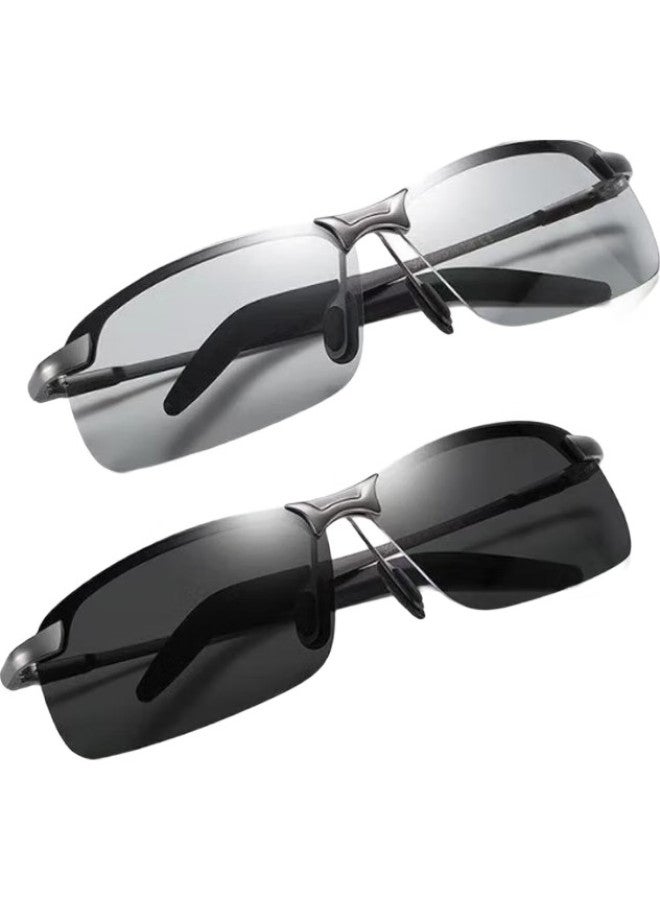 Polarized Sunglasses Day And Night Dual-Use Photochromic Sunglasses Star Style Night Vision Glasses For Fishing Riding Driving Anti-Glare Glasses (Photochromic Gray Lens)