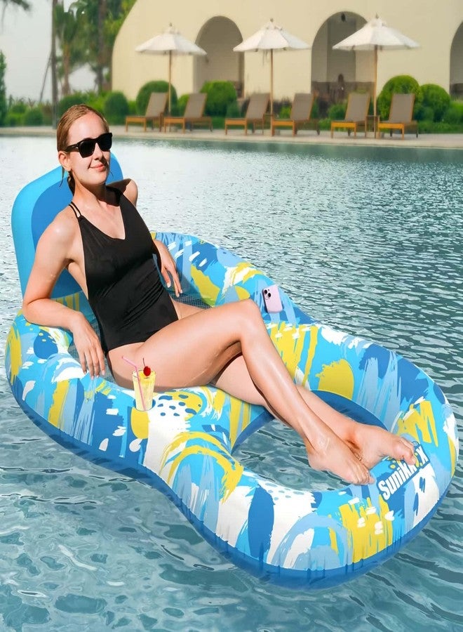 Sunikko X Pool Floats Adult with Backrest and 2 Cup Holder, Luxury Inflatable Chair Lounger Backrest, Cool Fun Pool Chair Floats for Summer, Swimming Pool, Beach, Enjoy Vacation - Image 1