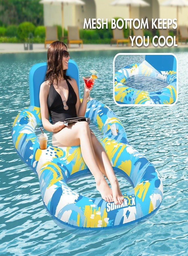 Sunikko X Pool Floats Adult with Backrest and 2 Cup Holder, Luxury Inflatable Chair Lounger Backrest, Cool Fun Pool Chair Floats for Summer, Swimming Pool, Beach, Enjoy Vacation - Image 3