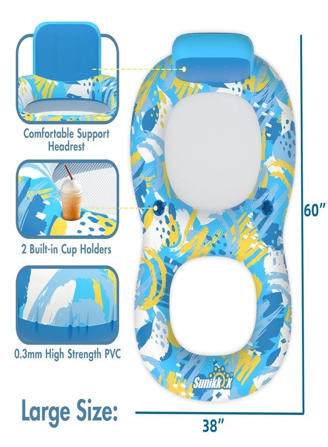 Sunikko X Pool Floats Adult with Backrest and 2 Cup Holder, Luxury Inflatable Chair Lounger Backrest, Cool Fun Pool Chair Floats for Summer, Swimming Pool, Beach, Enjoy Vacation - Image 2