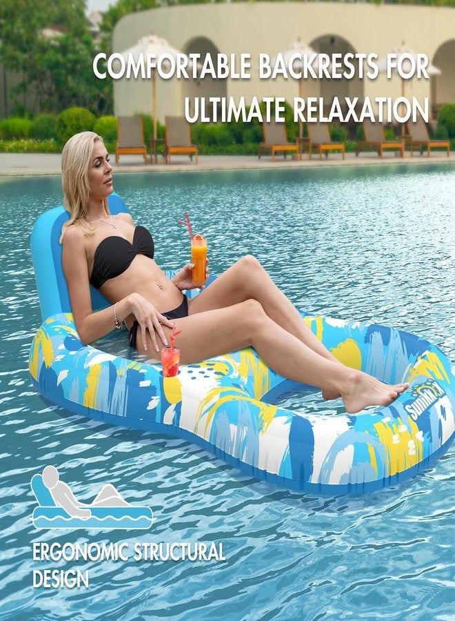 Sunikko X Pool Floats Adult with Backrest and 2 Cup Holder, Luxury Inflatable Chair Lounger Backrest, Cool Fun Pool Chair Floats for Summer, Swimming Pool, Beach, Enjoy Vacation - Image 4