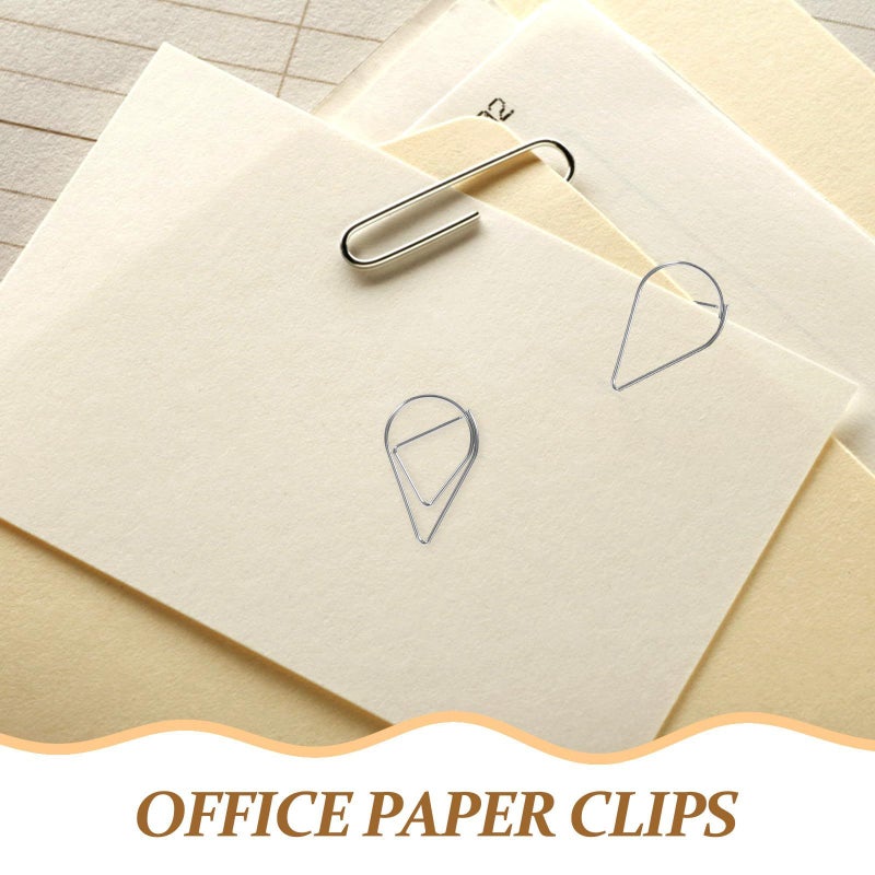 Silver Metal Paper Clips 0.8mm Mini Water Drop Shape for Office Filing and Bookmark Use - Image 5