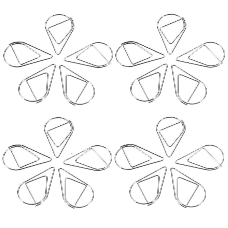 Silver Metal Paper Clips 0.8mm Mini Water Drop Shape for Office Filing and Bookmark Use - Image 2
