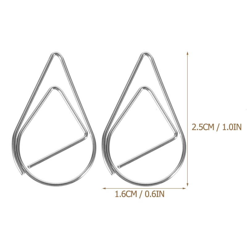 Silver Metal Paper Clips 0.8mm Mini Water Drop Shape for Office Filing and Bookmark Use - Image 3