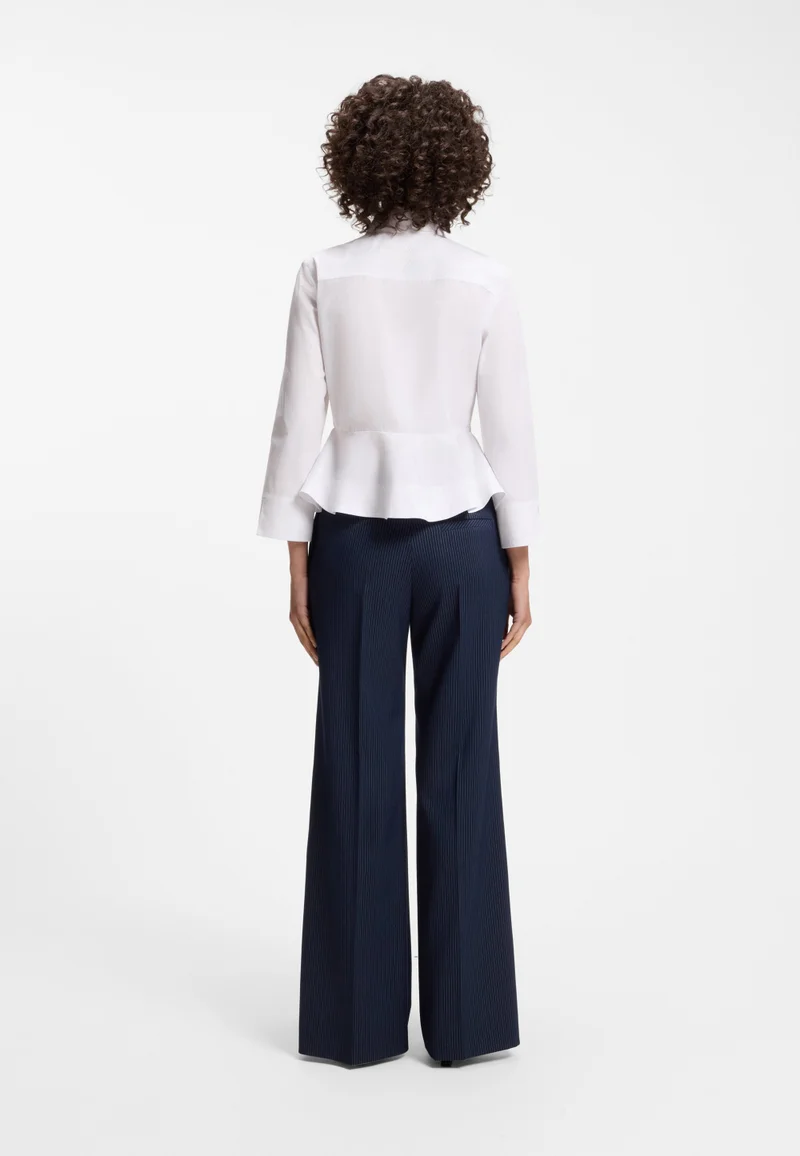 HUGO White Slim-fit blouse in cotton with peplum hem for Women | Best Price UAE
