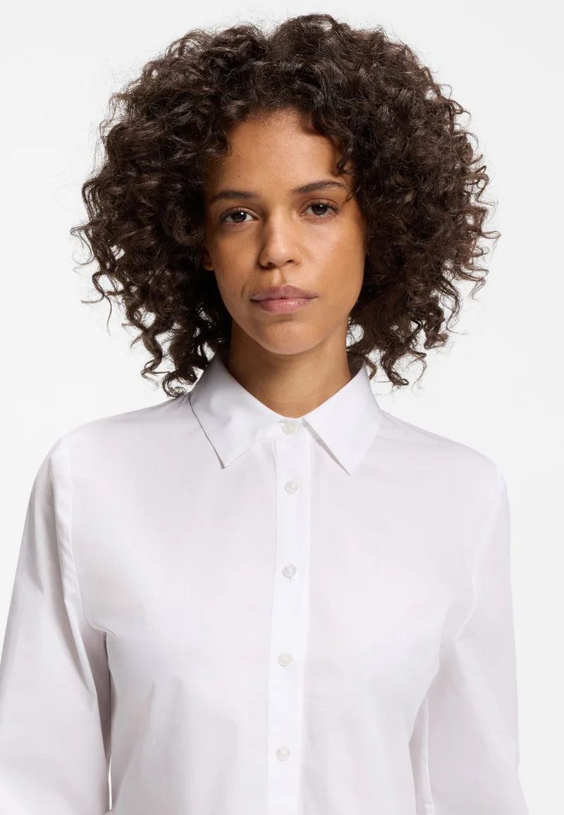 HUGO White Slim-fit blouse in cotton with peplum hem for Women | Best Price UAE
