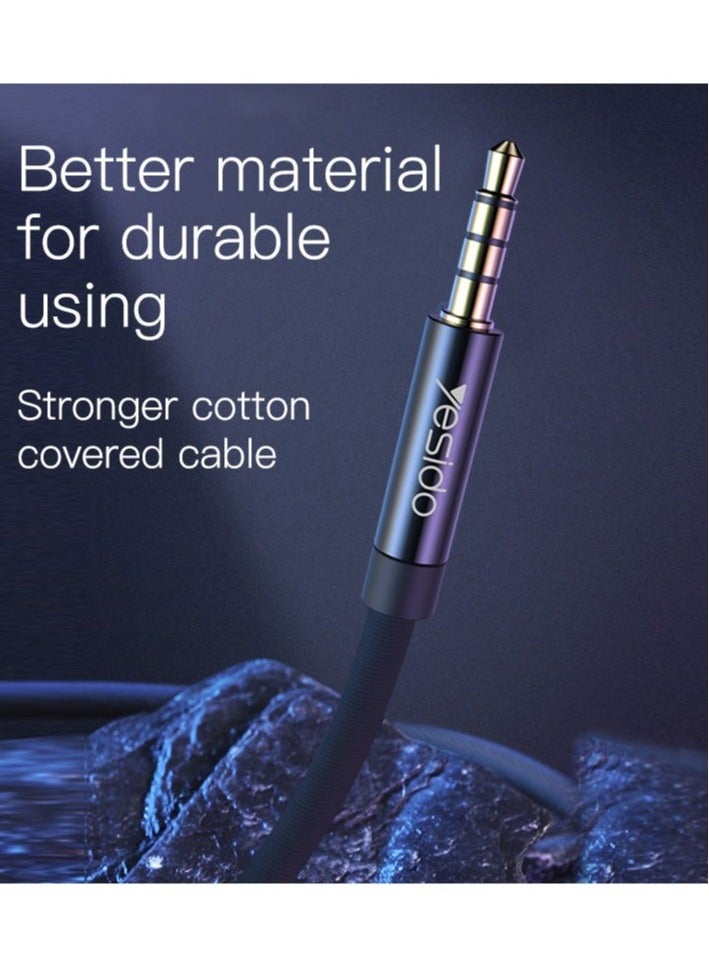 Yesido YAU14 1-Meter Nylon Braided 3.5mm Male-to-Male Audio Cable – Durable, Tangle-Free Design for Seamless Audio Connectivity Between Phones, Speakers, Headphones, and Car Stereos - Image 3