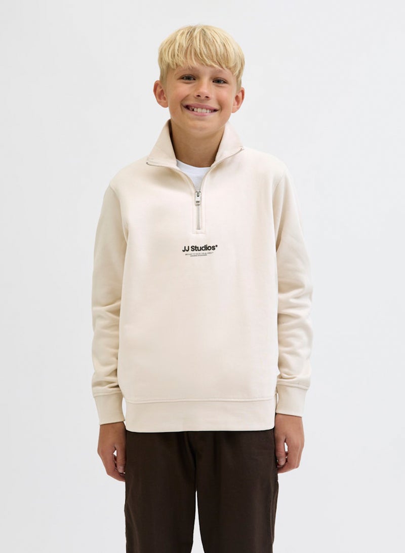 Jack & Jones Junior Kids Jjesoho Quarter Zip Sweatshirt - Image 1