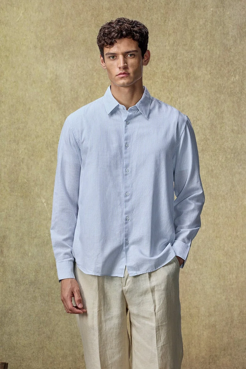 SNITCH Yacht Club Luxe Linen Blend Stripes Shirt