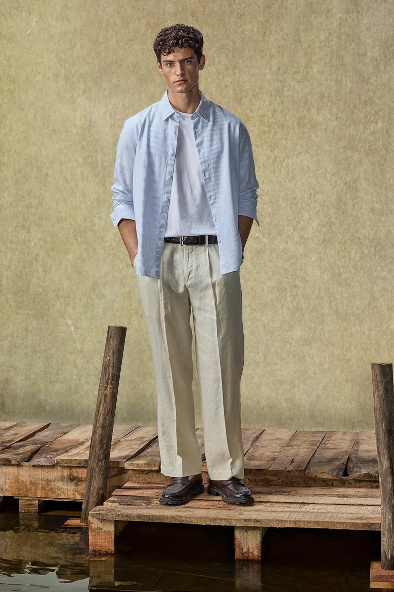 SNITCH Yacht Club Luxe Linen Blend Stripes Shirt