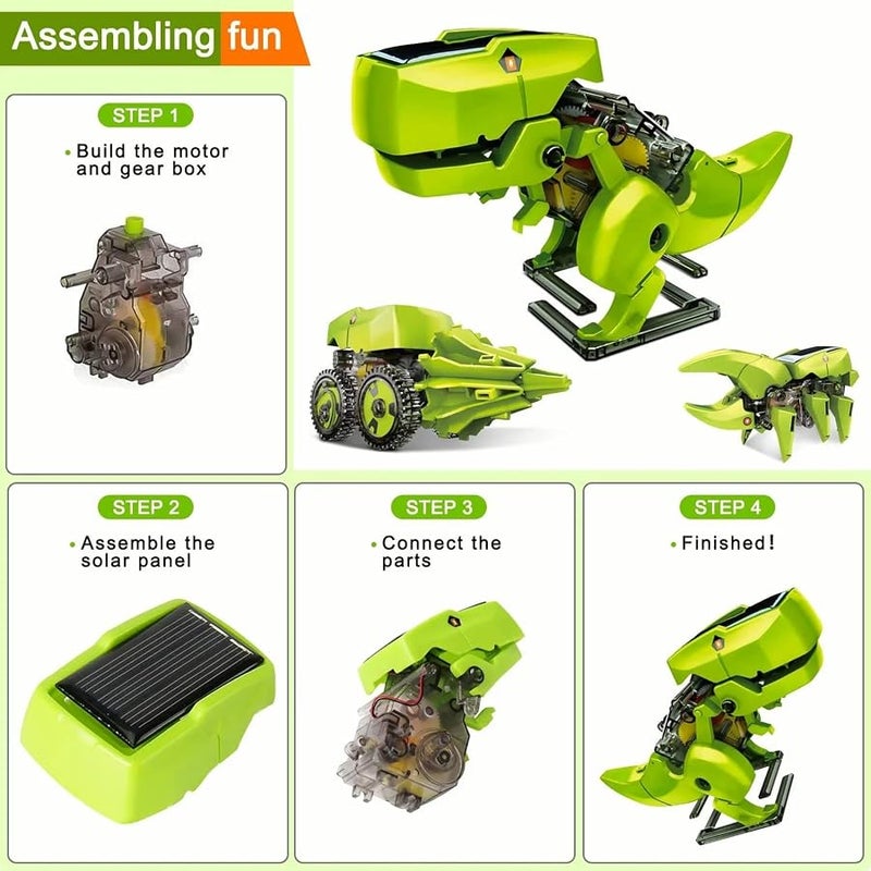 Dinosaur Solar Robot Building Kit 3 in 1 Educational Coding Engineering Toy for Boys Kids Ages 5-12 Creative Science Activity Gift for School Home Daily Use - Image 4