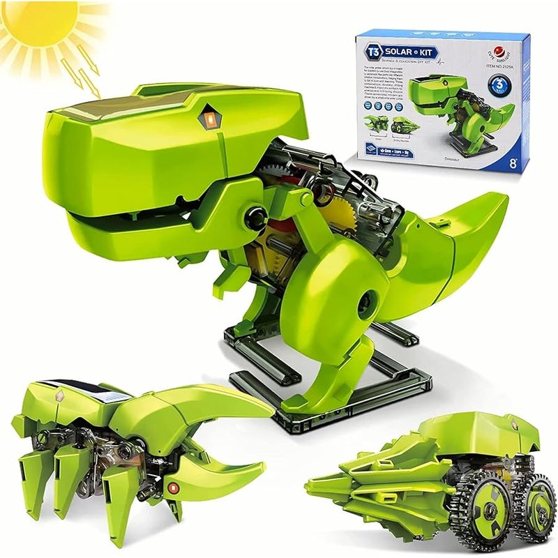 Dinosaur Solar Robot Building Kit 3 in 1 Educational Coding Engineering Toy for Boys Kids Ages 5-12 Creative Science Activity Gift for School Home Daily Use - Image 1