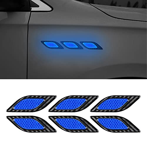 SUNBREATH 6PCS Car Fender Hood Bumper Reflective Decal Safety Warning Stripe Vehicle Protection Body Stickers Decoration Universal BlackBlue - Image 1