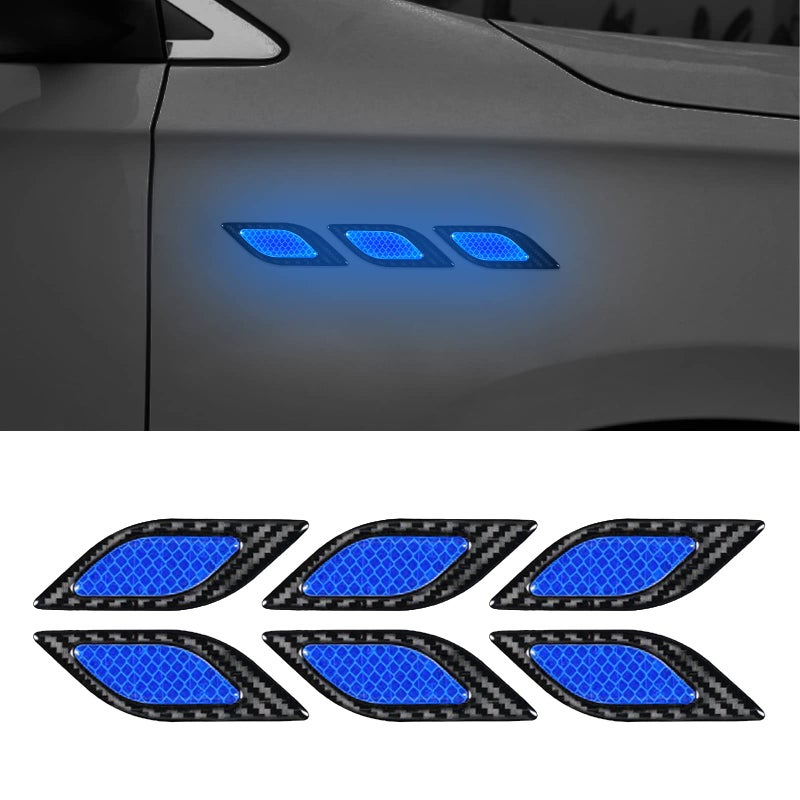 SUNBREATH 6PCS Car Fender Hood Bumper Reflective Decal Safety Warning Stripe Vehicle Protection Body Stickers Decoration Universal BlackBlue - Image 3