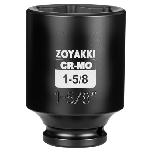 ZOYAKKI 1/2" Drive x 1-5/8 Inch SAE Deep lmpact Socket, CR-MO 1/2-inch Drive 6 Point Axle Nut Socket for Easy Removal of Axle Shaft Nuts (1-5/8") - Image 1