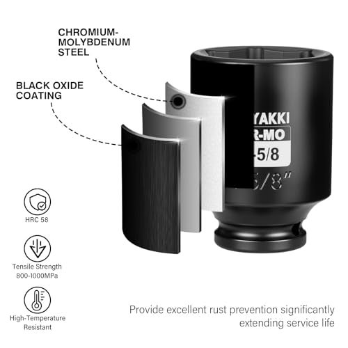ZOYAKKI 1/2" Drive x 1-5/8 Inch SAE Deep lmpact Socket, CR-MO 1/2-inch Drive 6 Point Axle Nut Socket for Easy Removal of Axle Shaft Nuts (1-5/8") - Image 5