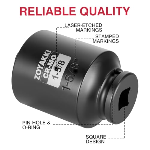 ZOYAKKI 1/2" Drive x 1-5/8 Inch SAE Deep lmpact Socket, CR-MO 1/2-inch Drive 6 Point Axle Nut Socket for Easy Removal of Axle Shaft Nuts (1-5/8") - Image 3
