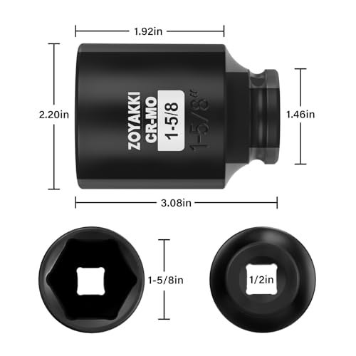 ZOYAKKI 1/2" Drive x 1-5/8 Inch SAE Deep lmpact Socket, CR-MO 1/2-inch Drive 6 Point Axle Nut Socket for Easy Removal of Axle Shaft Nuts (1-5/8") - Image 2