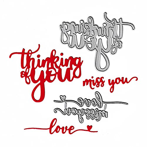 NVZBL Thinking of You Cutting Dies, Love Miss You Words Die Cuts Metal Embossing Stencils Template Mould for Card Scrapbooking and DIY Craft Album Paper Card Decor - Image 1