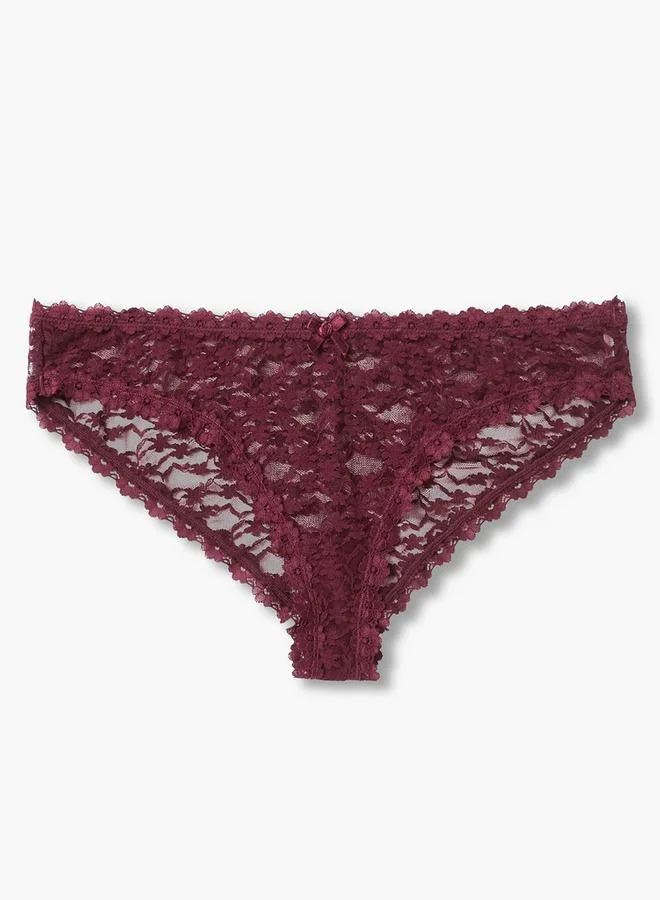 سبلاش فيڤ Briefs Bikini Mid Waist Floral Lace