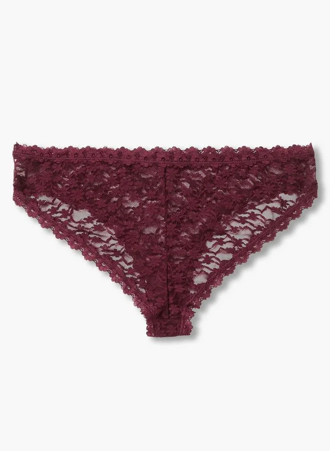 سبلاش فيڤ Briefs Bikini Mid Waist Floral Lace