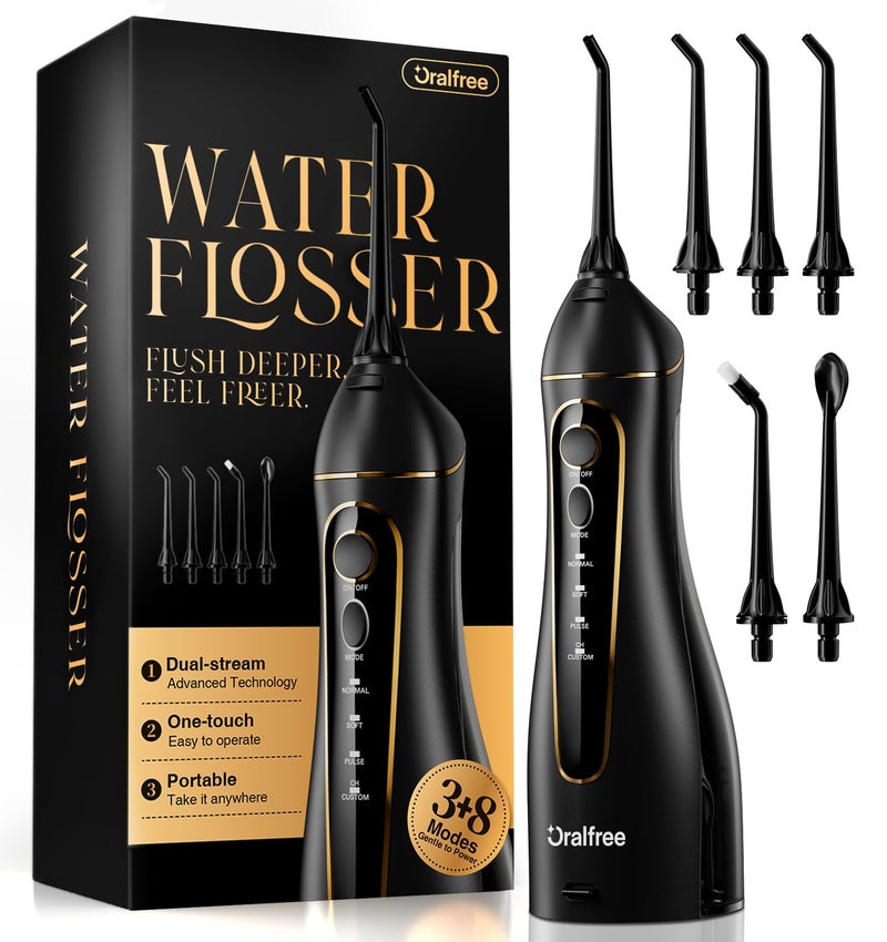 Oralfree Water Dental Flosser Teeth Pick - Cordless Portable Floss Picks Rechargeable Travel Pik Irrigation Cleaner IPX7 Waterproof Oral Irrigator Electric Flossing Machine for Home Teeth Cleaning - Image 1