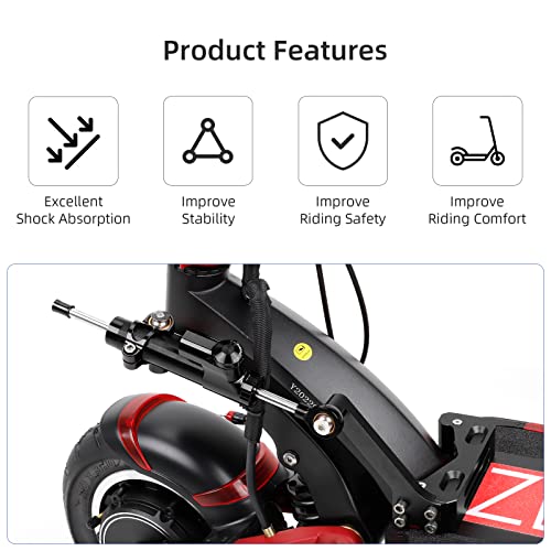 LUCK4U Steering Damper Kit for ZERO 10X Scooter Accessories High Speed Driving Stabilizer to Eliminate Riding Wobbles Electric Scooter Retrofit Accessories (Black) - Image 4
