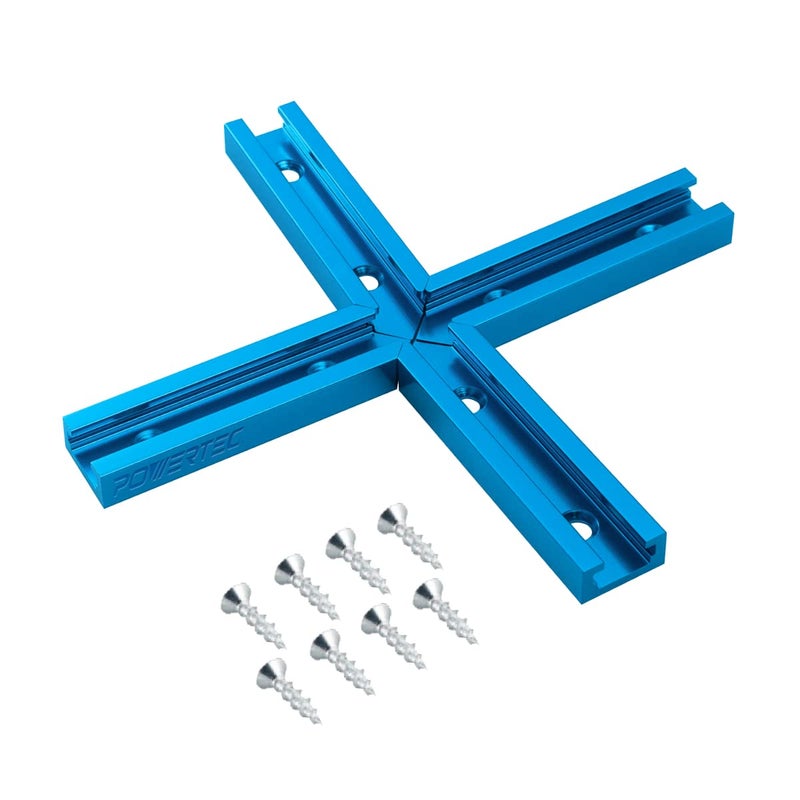 POWERTEC 71209 3" T-Track Intersection Kit with Predrilled Mounting Holes & Wood Screws, For Universal T track, T Track Accessories for Woodworking Jigs and Fixtures - Image 1