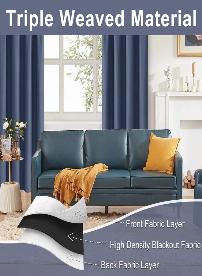 JIUZHEN Dusty Blue Blackout Curtains for Bedroom - Thermal Insulated Room Darkening Rod Pocket Curtains for Living Room, Set of 2 Panels with Tiebacks, 42 x 63 Inch Length, Dusty Blue - Image 5