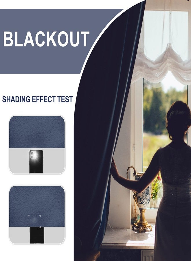 JIUZHEN Dusty Blue Blackout Curtains for Bedroom - Thermal Insulated Room Darkening Rod Pocket Curtains for Living Room, Set of 2 Panels with Tiebacks, 42 x 63 Inch Length, Dusty Blue - Image 2